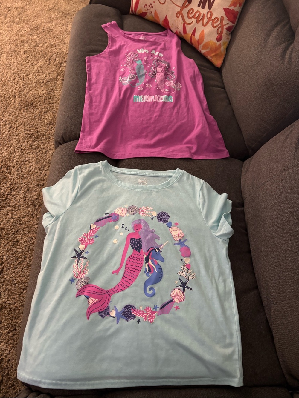 2 Girls' Mermaid Graphic Tank & Tee Set - Pink & Light Blue
